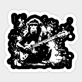 monkey play guitar Sticker